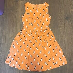 Orange puffin print dress